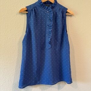 Blue Sleeveless Ruffle Top